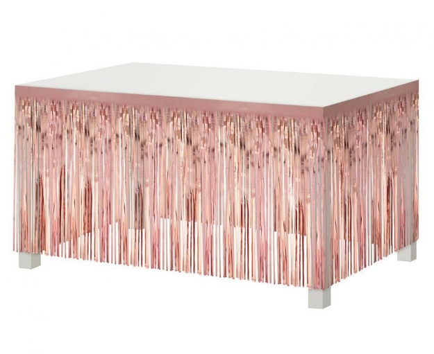 Obrázok z Dekorácia okraja stola - ružovo zlaté strapce - 300 cm