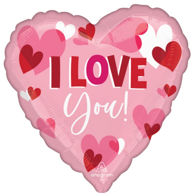 Obrázek z Foliový balonek Jumbo růžové srdce - I love you 71 cm 