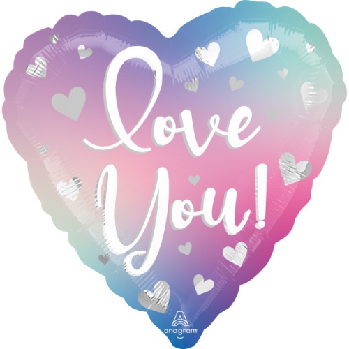 Levně Foliový balonek srdce ombre - I love you - 43 cm