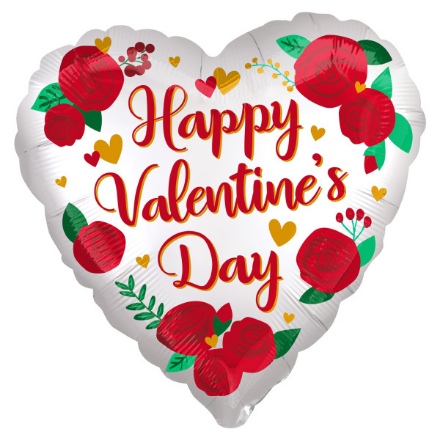 Obrázek Foliový balonek Jumbo satin srdce - Happy Valentine's Day  