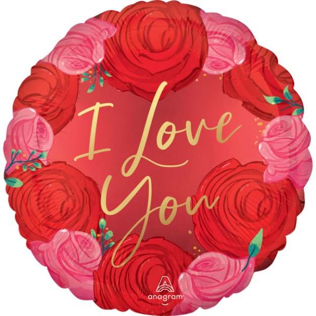Obrázek z Foliový balonek Valentýnské růže - I Love You 