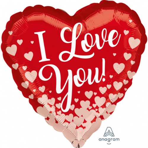 Levně Foliový balonek srdce červené - I love you - 43 cm