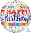 Picture of Foliový balonek koule Orbz průhledná Happy Birthday 40 cm
