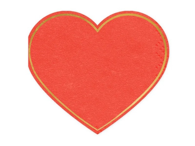 Obrázok z Papierové obrúsky Červené srdce so zlatým okrajom 20 ks