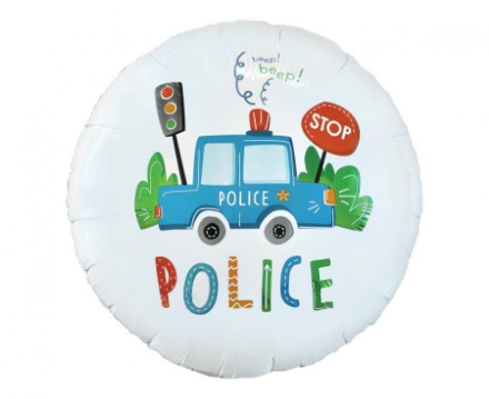 Obrázek Foliový balonek kulatý - Policejní auto - 45 cm