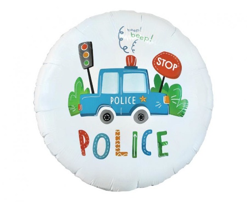 Levně Foliový balonek kulatý - Policejní auto - 45 cm