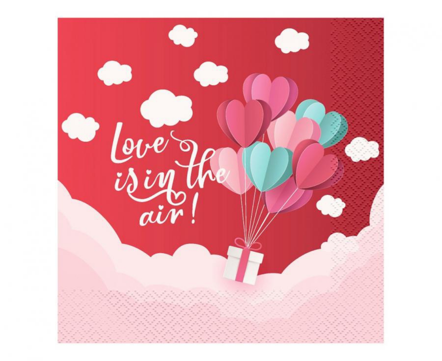 Papírové ubrousky Love Is In The Air 33 x 33 cm - červené