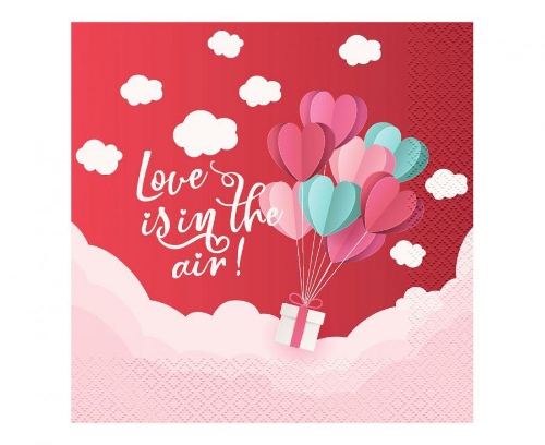 Papírové ubrousky Love Is In The Air 33 x 33 cm - červené
