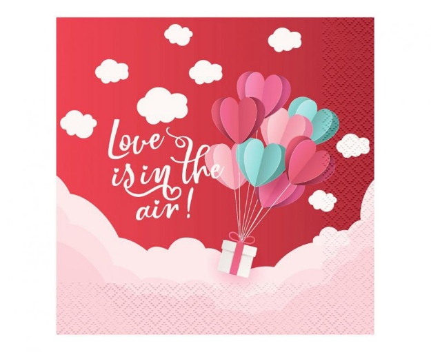 Obrázok z Papierové obrúsky Love Is In The Air 33 x 33 cm - červené