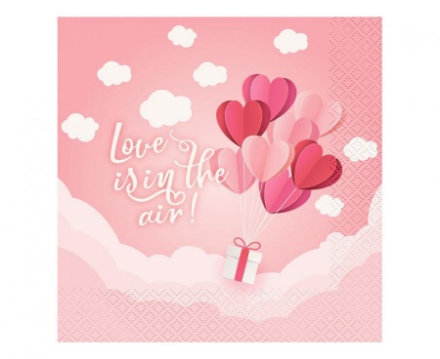 Picture of Papírové ubrousky Love Is In The Air 33 x 33 cm - růžové