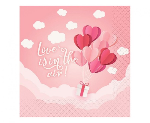 Levně Papírové ubrousky Love Is In The Air 33 x 33 cm - růžové