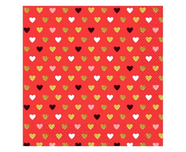 Papírové ubrousky XOXO 33 x 33 cm - červené