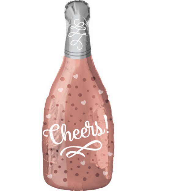 Obrázok z Fóliový balónik šampanské Cheers! rosegold - 66 cm