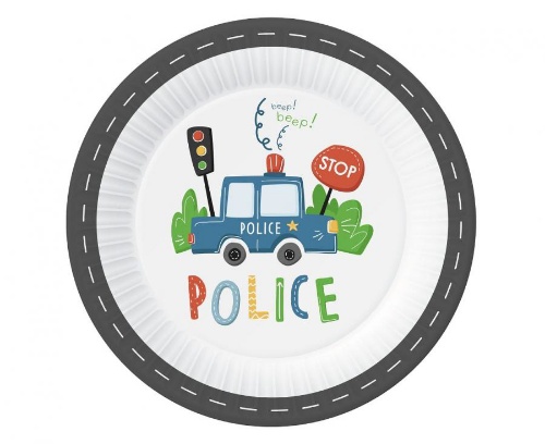 Levně Papírové talíře policejní 23 cm - 6 ks