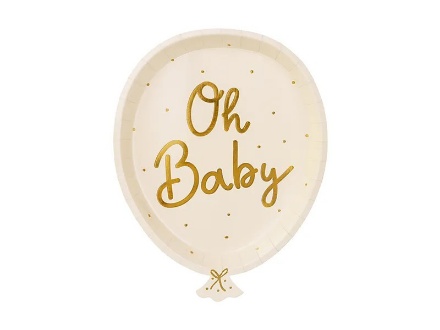 Obrázok z EKO Papierové party taniere Oh baby! - 17.5x22 cm