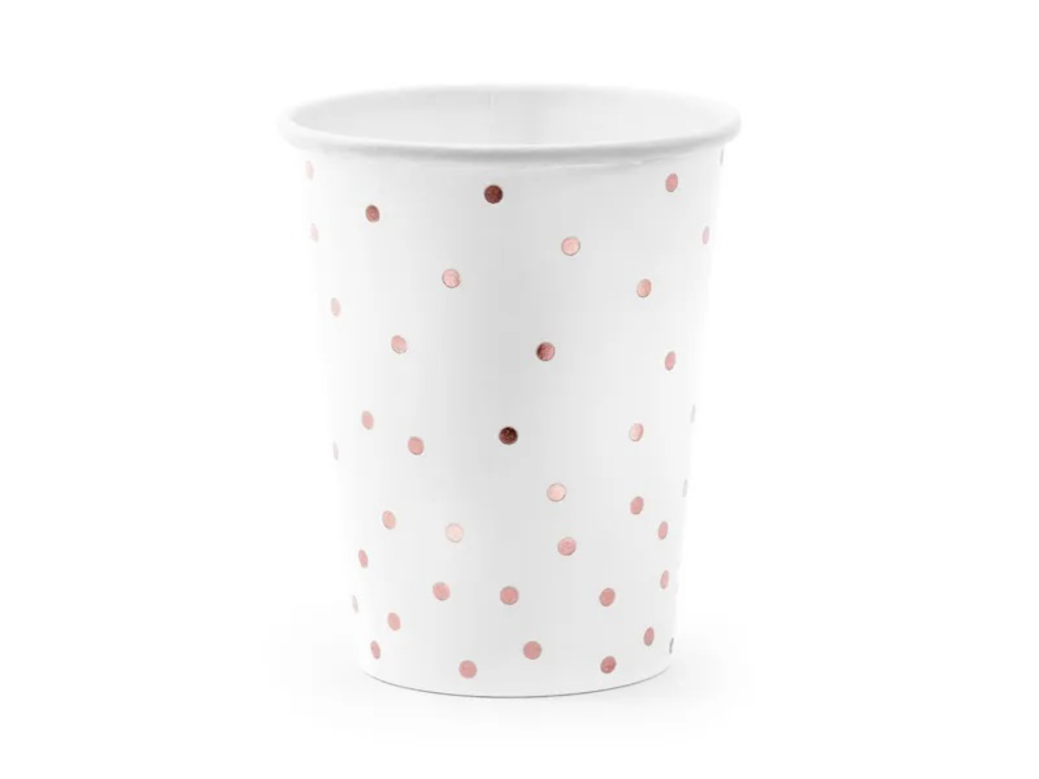 Papírové kelímky bílé s rose gold puntíky 260 ml - 6 ks