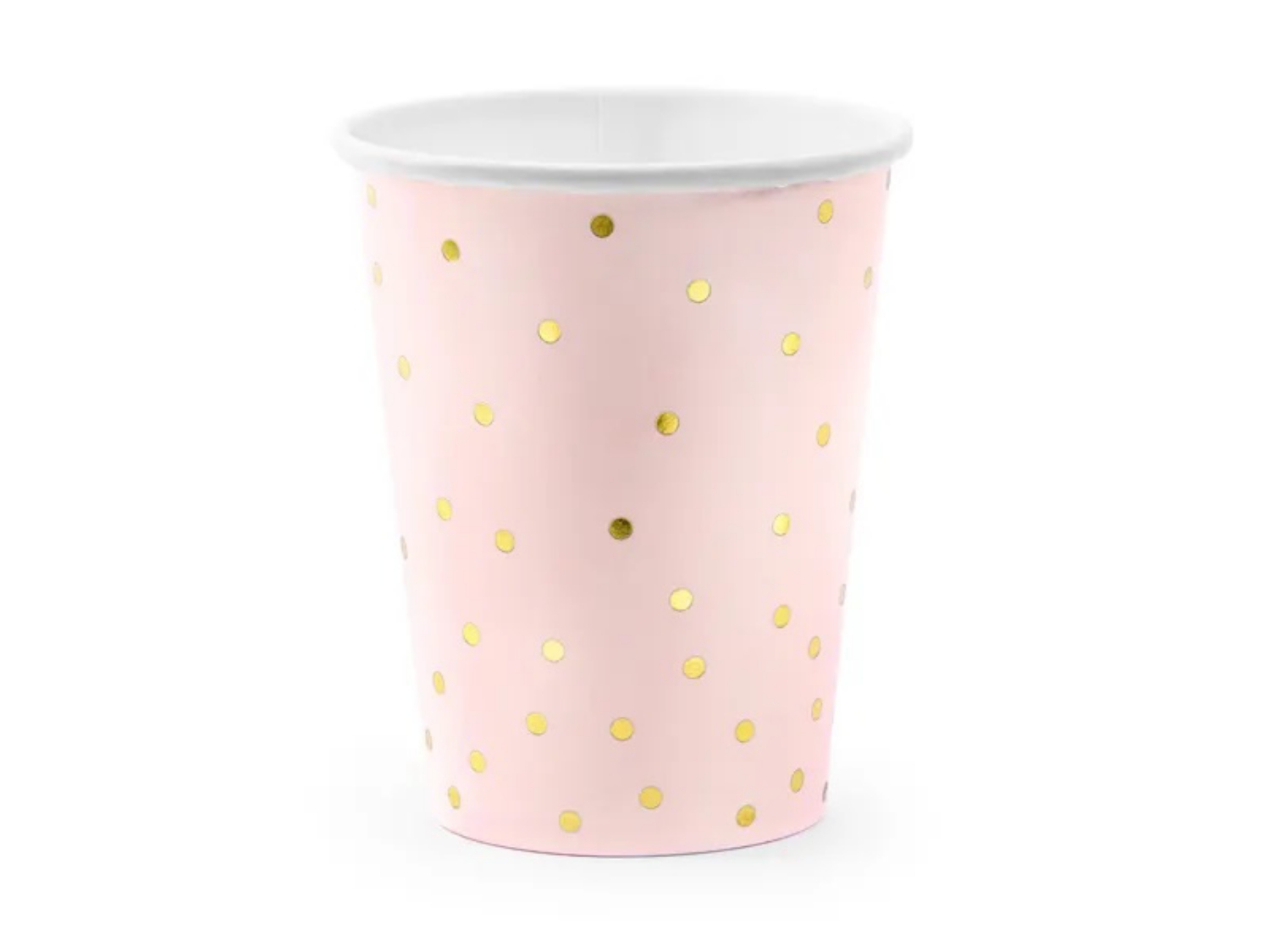 Levně Papírové kelímky růžové se zlatými puntíky 260 ml - 6 ks