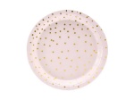 Obrázek z Papírové talíře růžové se zlatými puntíky 18 cm - 6 ks 