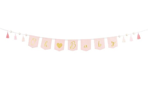 Levně Vlaječková girlanda Oh baby! - růžová - 250 cm