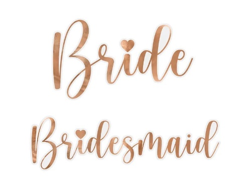 Levně Samolepky na skleničku - Bride & Bridesmaid - rose gold