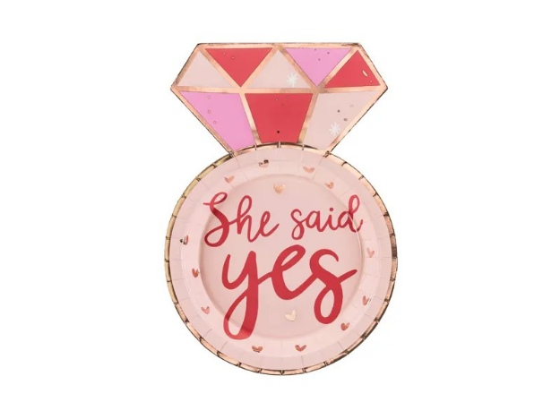 Obrázek z Papírové talíře - She said yes! ve tvaru prstene - 18x25.5 cm 