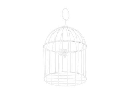 Závesná dekorácia - klietka biela - 24 cm