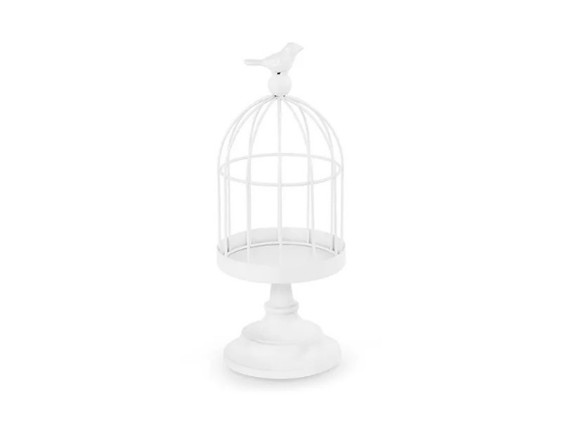 Obrázek z Dekorační kovová klec - bílá holubice - 27,5 cm 