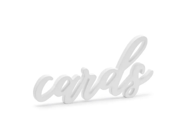 Obrázek z Dekorace dřevěná Cards - bílá 20 x 10 cm 