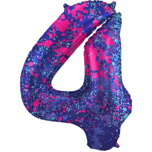 Levně Foliová číslice - Paint Splash 4 - 86 cm
