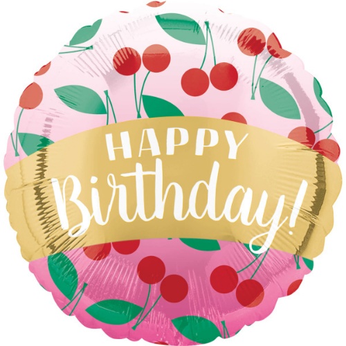 Levně Foliový balonek - Třešně Happy Birthday - 45 cm