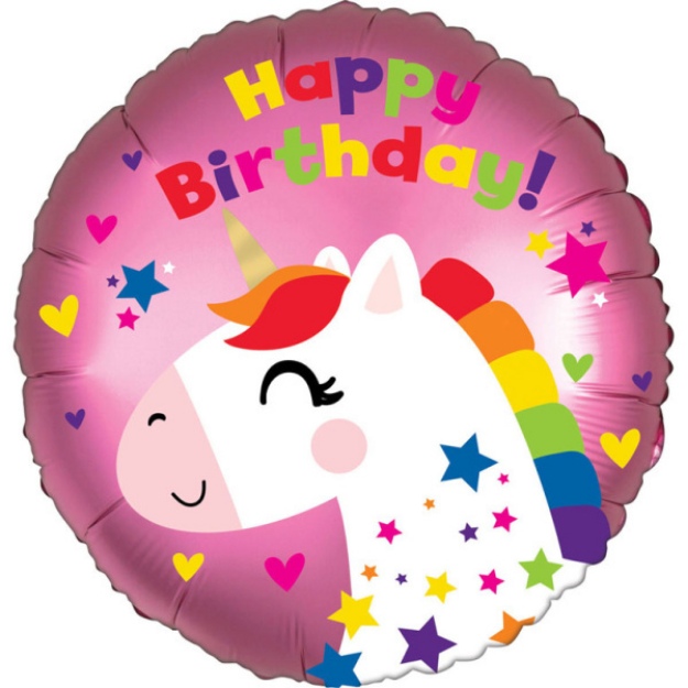 Obrázok z Fóliový balónik - Jednorožec Happy Birthday - 45 cm