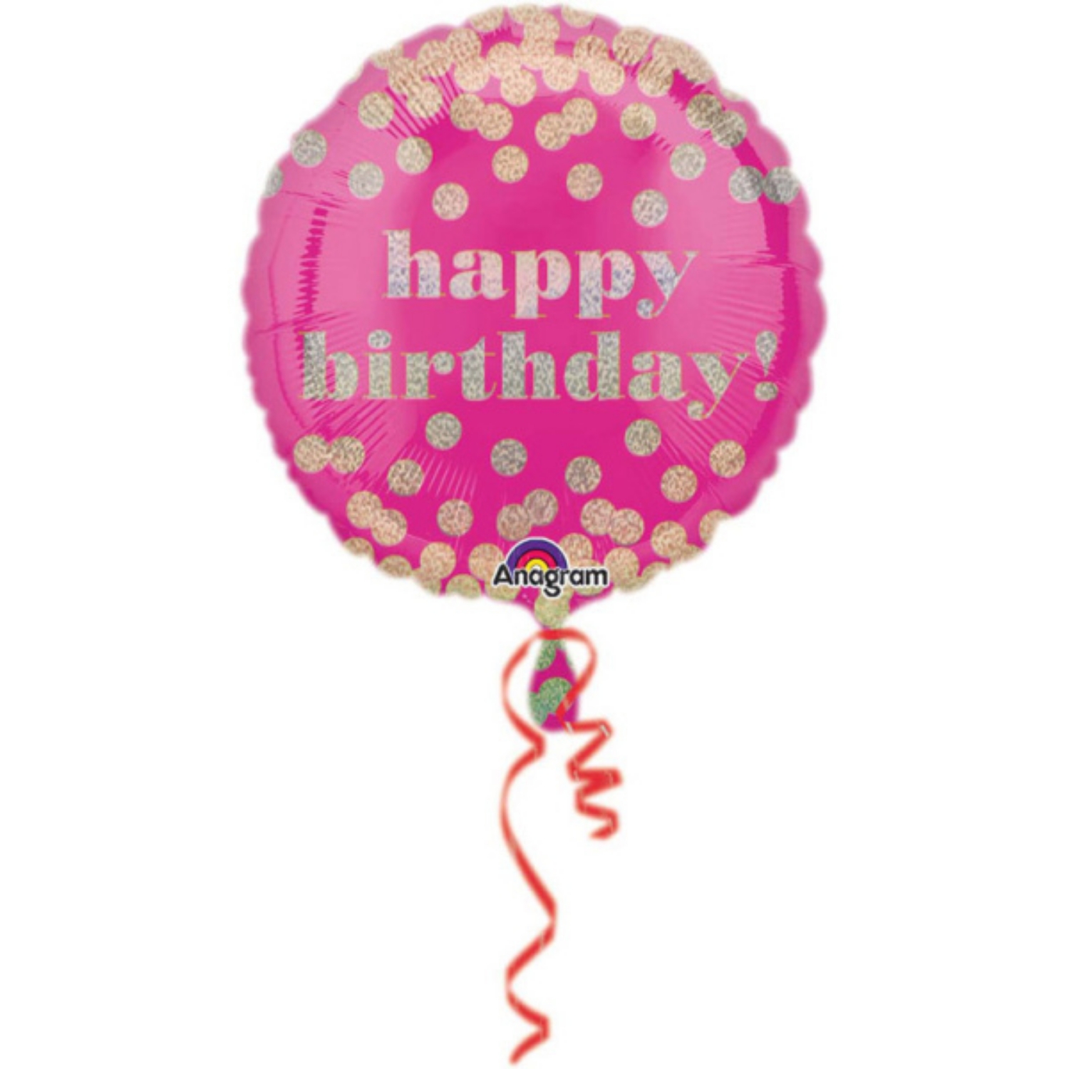 Foliový balonek - Happy Birthday lesklé puntíky - 43 cm