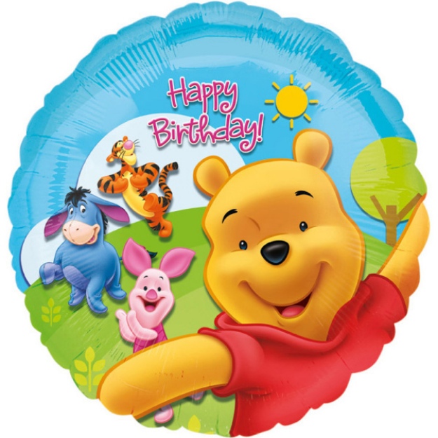 Obrázek z Foliový balonek - Medvídek Pú Happy birthday - 45 cm 