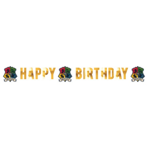 Party nápis Harry Potter Happy Birthday - Bradavické koleje 180 x 13 cm