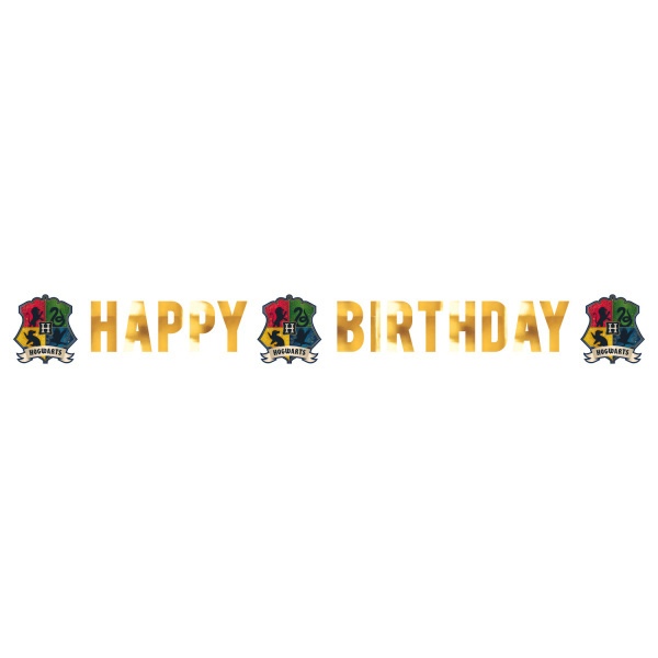 Party nápis Harry Potter Happy Birthday - Bradavické koleje 180 x 13 cm