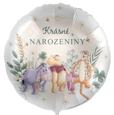 Obrázek Foliový balonek Krásné narozeniny Medvídek Pů a přátelé CZ - 43 cm