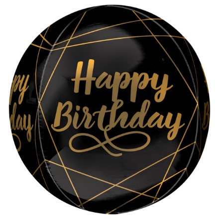 Obrázek Foliový balonek koule Orbz Happy Birthday Elegant - 40 cm