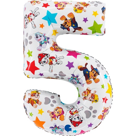 Obrázek Foliová číslice 5 - Tlapková patrola 71 cm