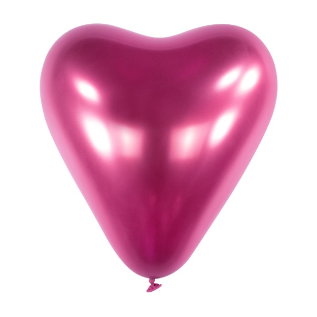 Obrázok z Chrómový latexový balónik srdce růžové 30 cm - CH05