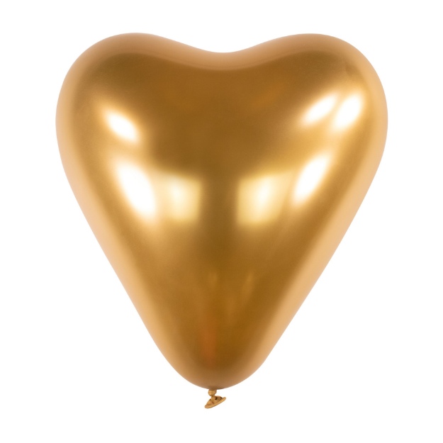 Obrázek z Chromový latexový balonek srdce zlaté 30 cm - CH07 