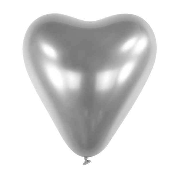 Obrázok z Chrómový latexový balónik srdce strieborné 30 cm - CH08