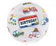 Obrázek Balonek bublina průhledná s potiskem Auta - Happy Birthday - 51 cm