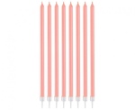 Obrázek z Dortové svíčky dlouhé s držátky - růžové 15,5 cm - 8 ks 
