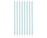 Obrázek z Dortové svíčky dlouhé s držátky - modré 15, 5 cm - 8 ks 