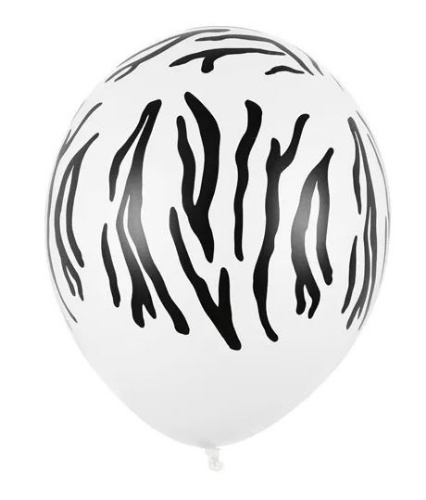 Levně Balónky s potiskem Zebra - 30 cm, - 50 ks