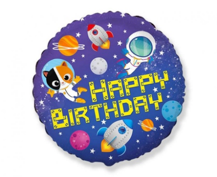 Obrázek Foliový balonek Vesmír - Happy Birthday 45 cm - Nebalený