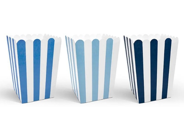 Obrázek z Krabičky na popcorn modro-bílé - 6 ks 