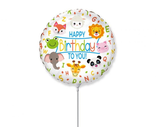 Obrázok z Balóniky na tyčku Zvieratká - Happy Birthday 23 cm - 5 ks