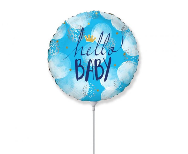 Obrázok z Balóniky na tyčku modrý - Hello Baby 23 cm - 5 ks
