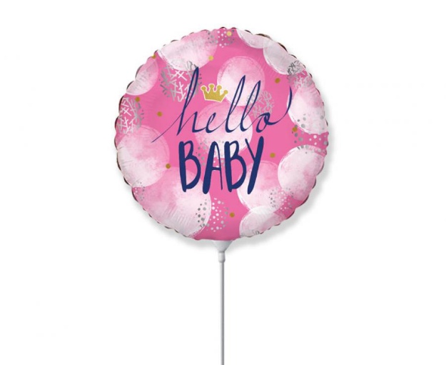 Obrázek z Balónky na tyčku růžový - Hello Baby 23 cm - 5 ks 